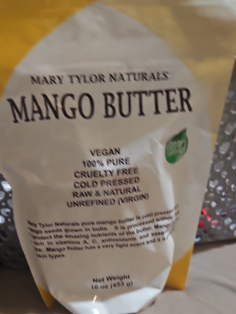 Mary Tylor Naturals Mango Butter - Yellow & White Packaging